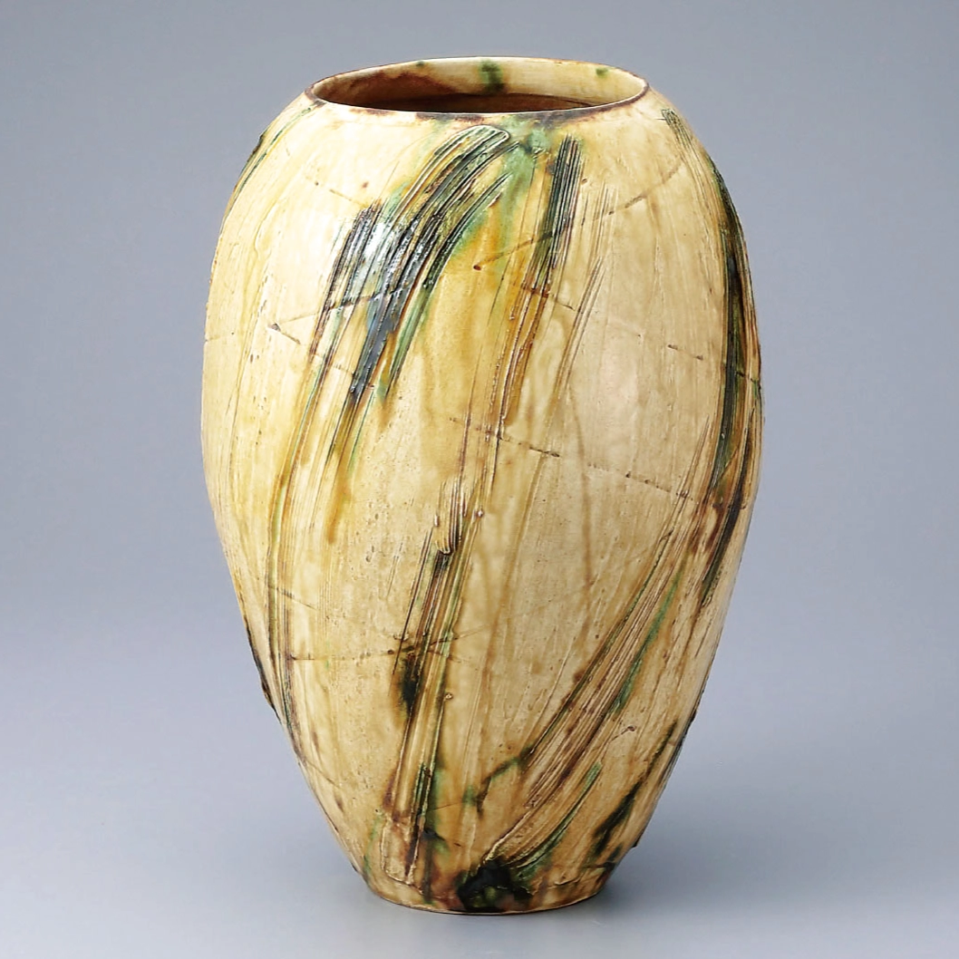 黄瀬戸条紋花入(加藤 圭史)｜ギャラリージャパン