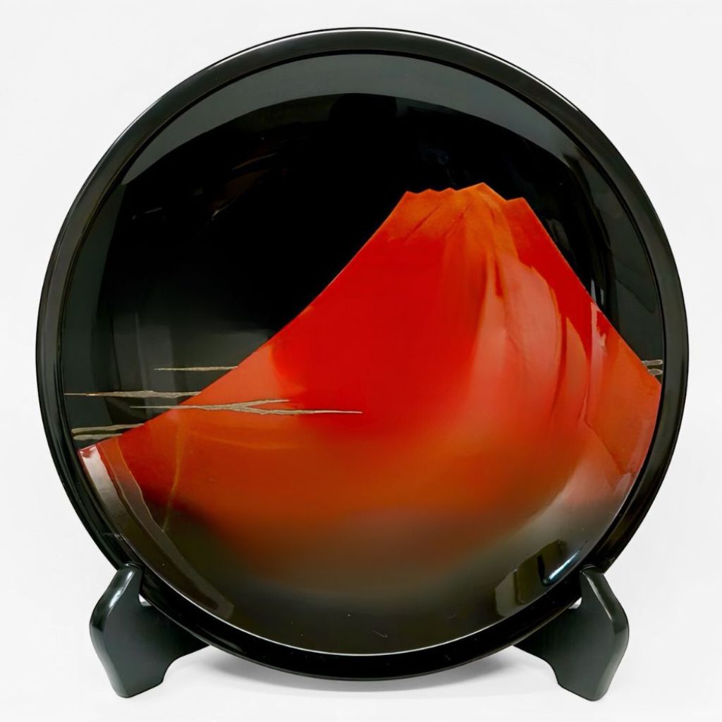 有田焼き 華山 赤富士飾り皿 直径30cm 有田焼き 華山 赤富士飾り皿