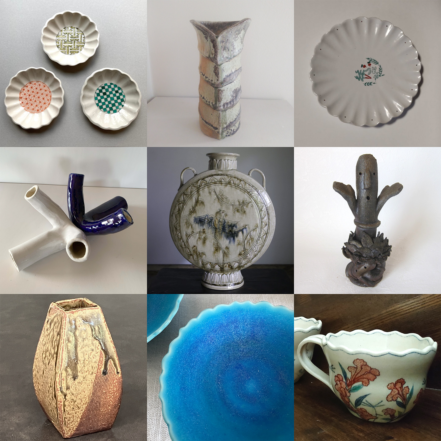 陶器 絵画をする人 陶器 絵画をする人