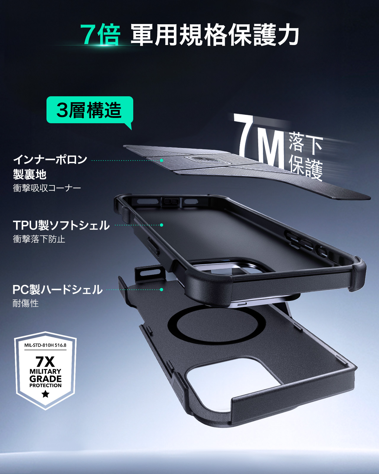 ESR Cyber Tough Case with Stash Stand (HaloLock) iPhone 16 Pro