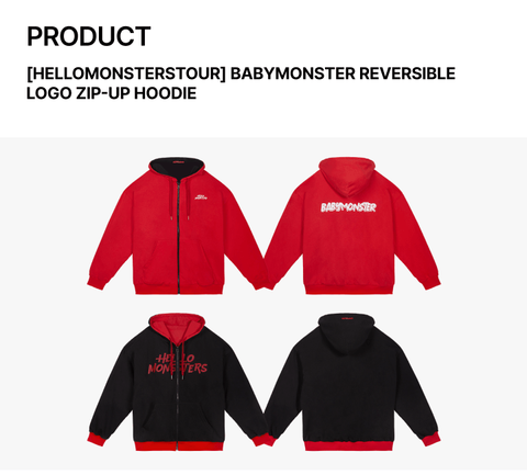 BABYMONSTER HELLO MONSTERS TOUR Official MD - REVERSIBLE LOGO ZIP