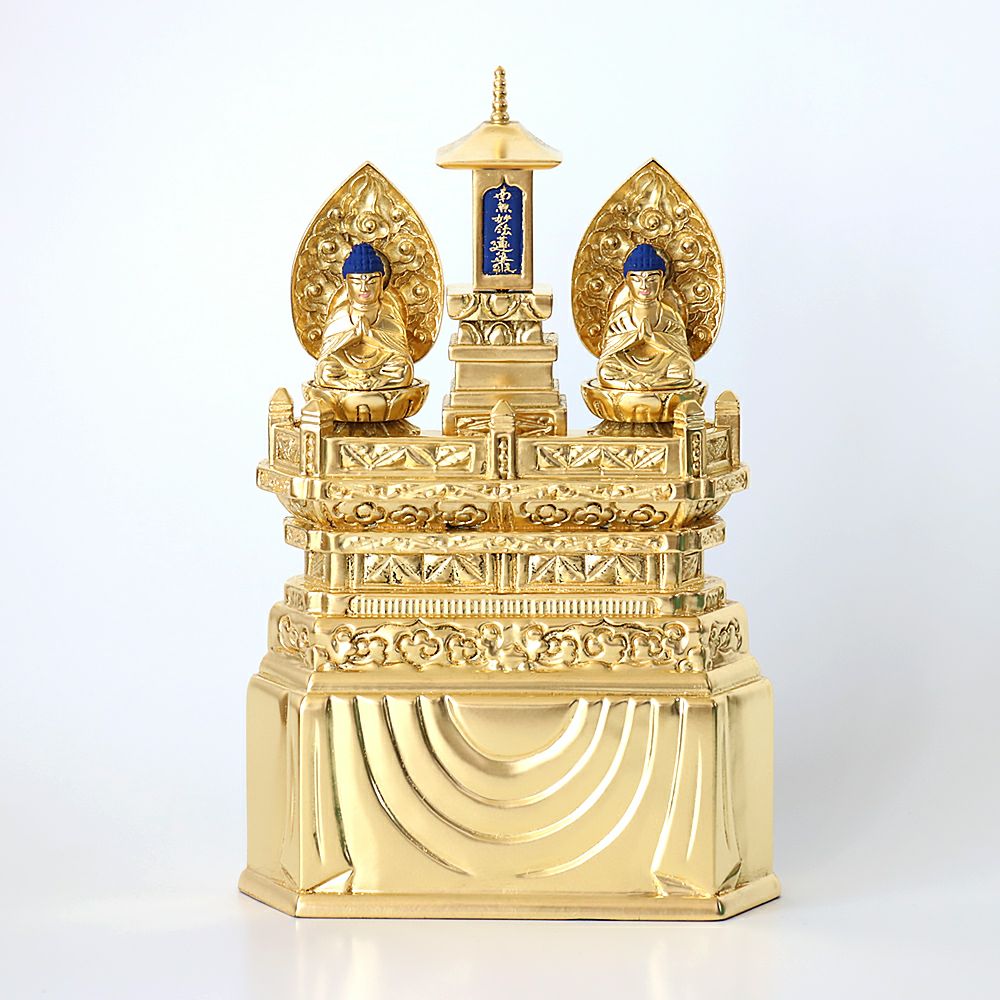 三宝尊 [極小#85] 題目宝塔 釈迦如来坐像 多宝如来坐像 ◇白檀 木彫