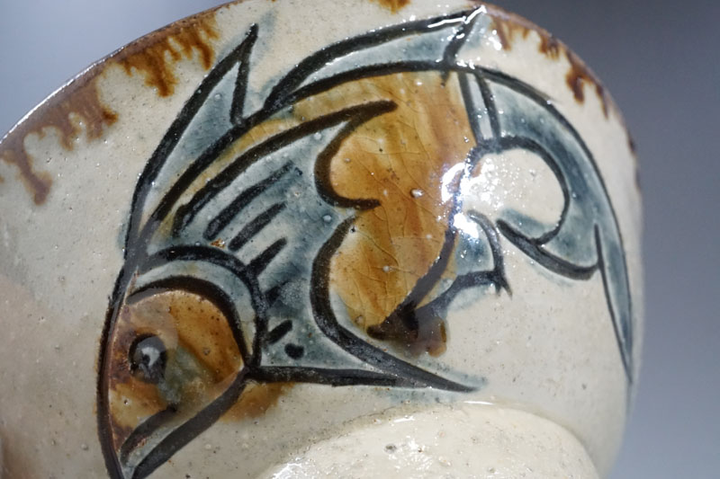 人間国宝 金城次郎 魚海老紋花瓶 茶道具 やちむん 壺屋焼 共箱 千葉県