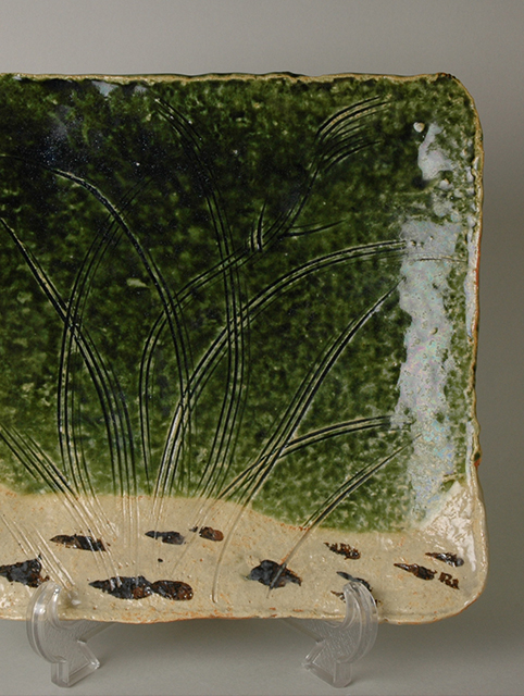 北大路魯山人 於里遍彫手野草四方鉢 | 銀座 黒田陶苑