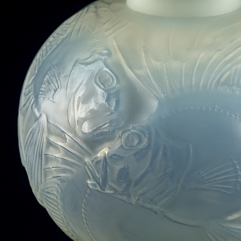 希少なアールデコ☆ルネ・ラリック カマレ 魚群文球形花瓶フロスト