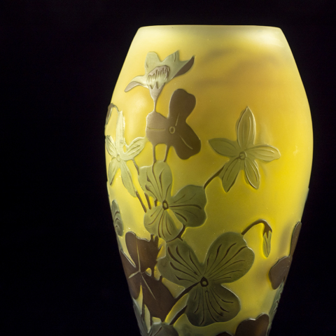 ガレ スミレ紋 盃 エミール・ガレ「スミレ文 小花瓶」《アンティック