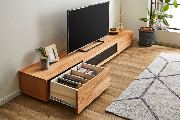 サイズオーダー可】天然木、無垢材使用テレビボード 凛／RIN-W2400