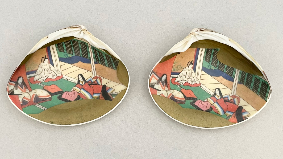 茶道具 貝合わせ 源氏絵 はまぐり 貝あわせ 百人一首（100組） 漆塗