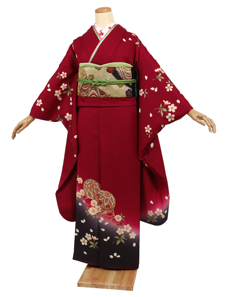 赤 熨斗柄 正絹振袖【153】 – SAKURA TOKYO 843.正絹 振袖、赤、160ぐらい