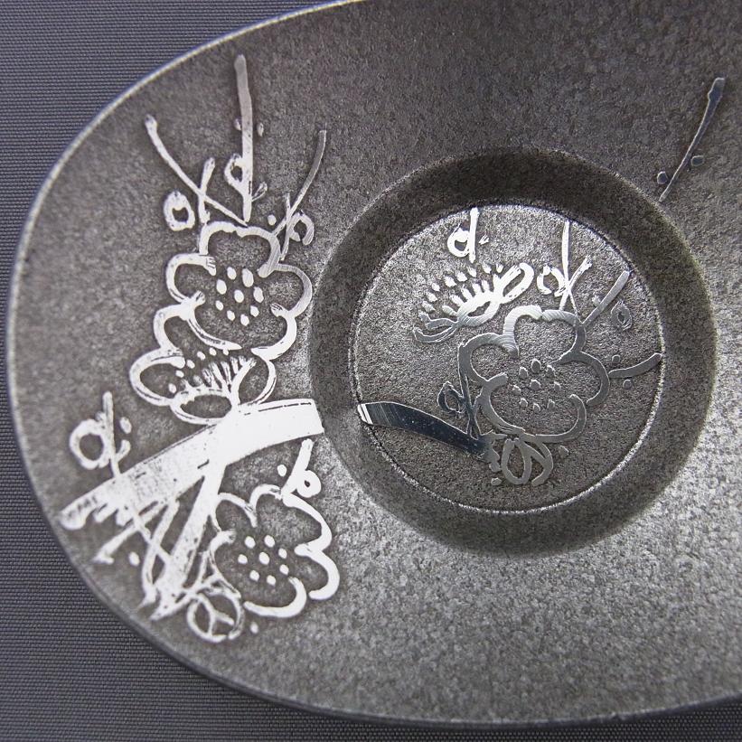 本錫製 茶托（イブシ小判型2.5寸）5枚組｜茶器・煎茶道具｜京なごみ