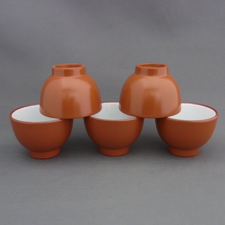 煎茶道具紫砂朱泥内白釉煎茶碗20客まとめてN6285