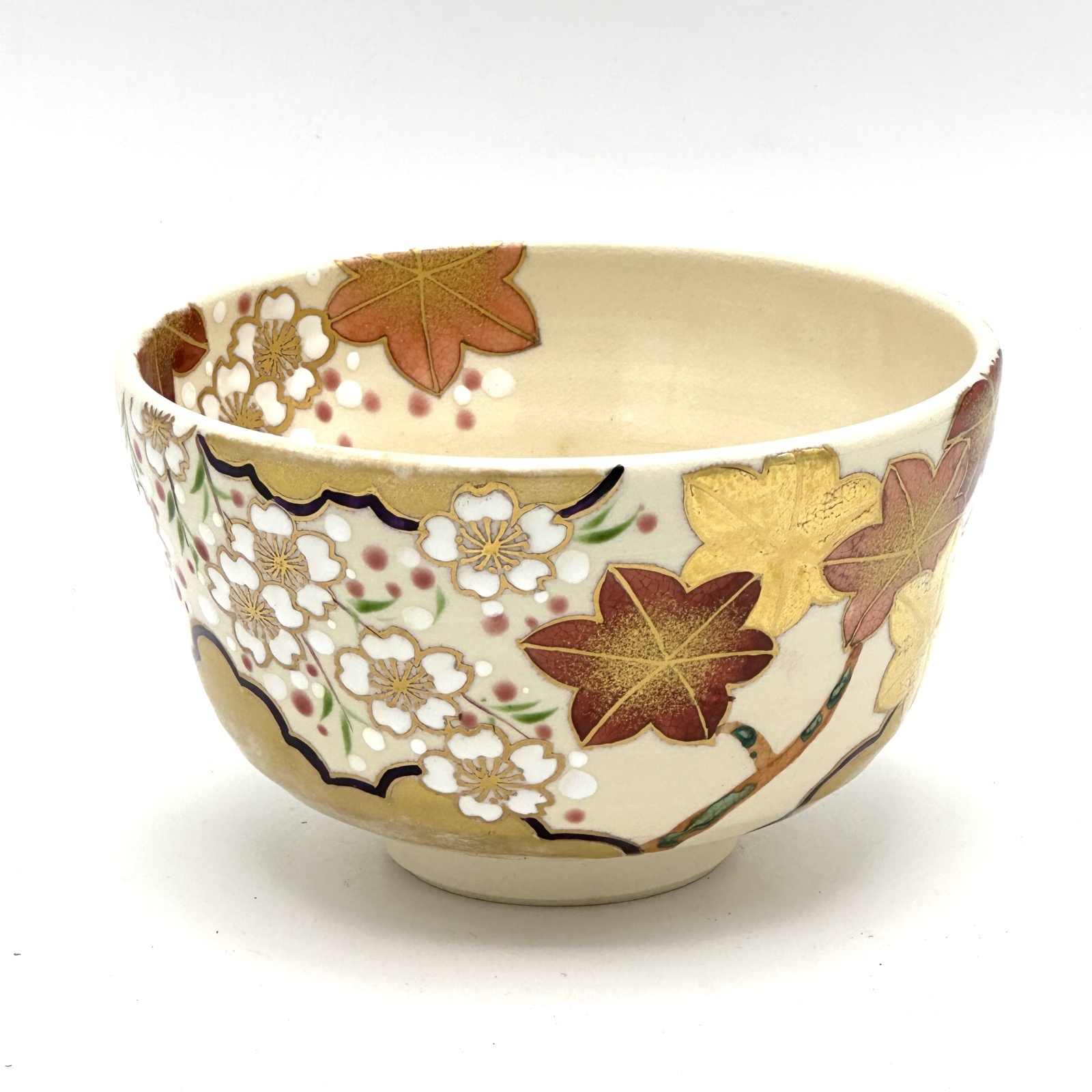 八木海峰作 京焼 上絵抹茶茶碗（雲錦画）｜抹茶道具｜京なごみ