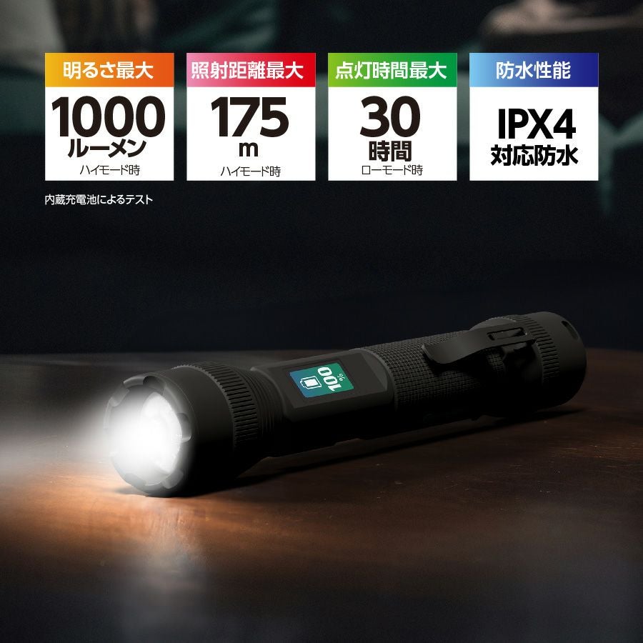 充電式ハンドライトデジタルインジケーター付BGHHL8 | コイズミ