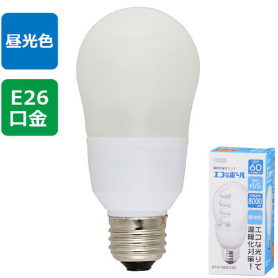 EFA15ED/12N || 電球型蛍光ランプ OHM 一般電球型 昼光色 60W相当