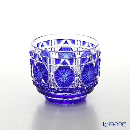 復元薩摩切子 猪口A／1107 八角籠目 瑠璃 | ブランド洋食器専門店ル