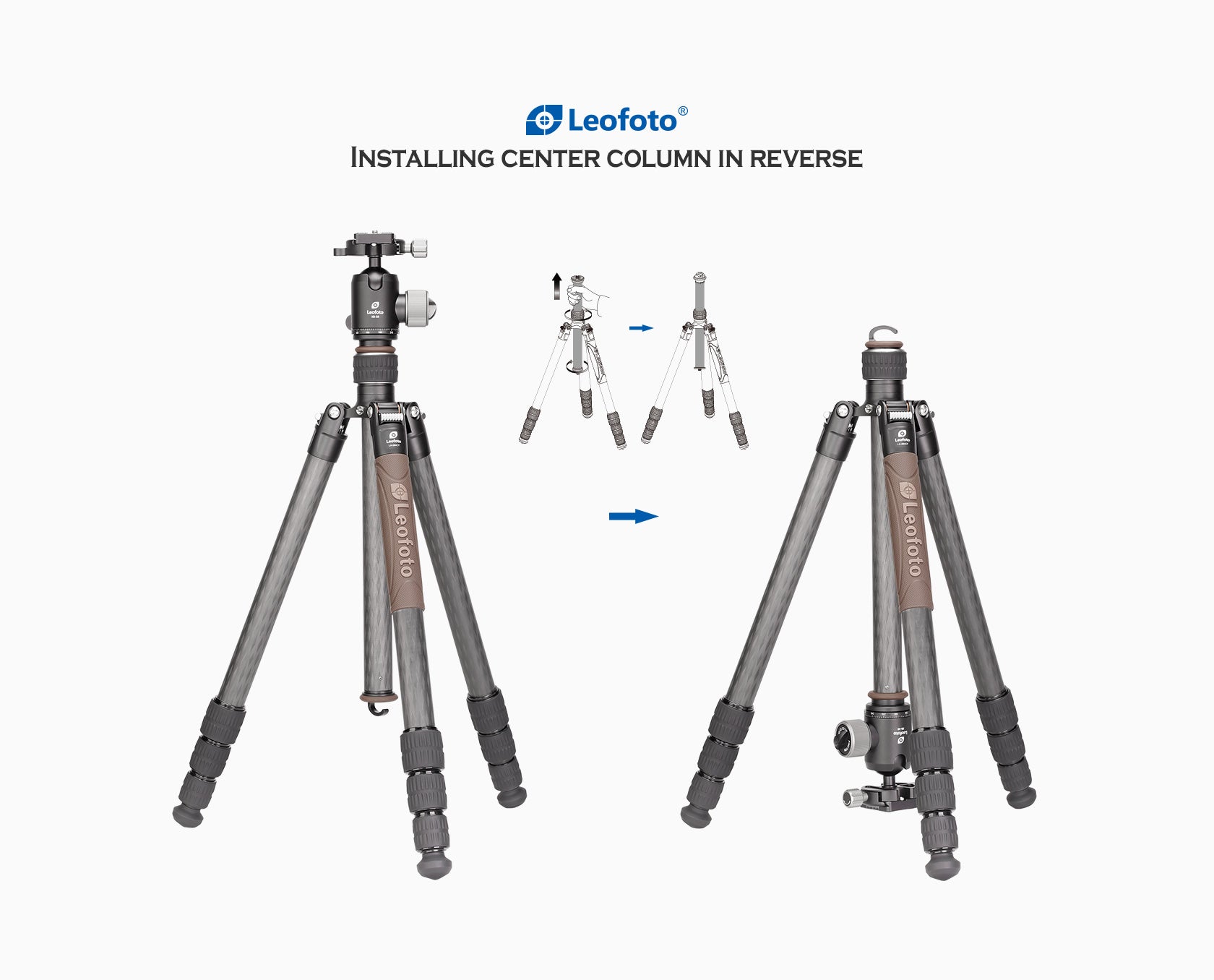 Leofoto LX-284CT + XB-38 Reversible Travel Tripod with Ball Head Set