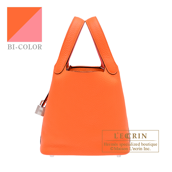 Hermes Picotin Lock Eclat bag 18/PM Orange minium/ Rose azalee