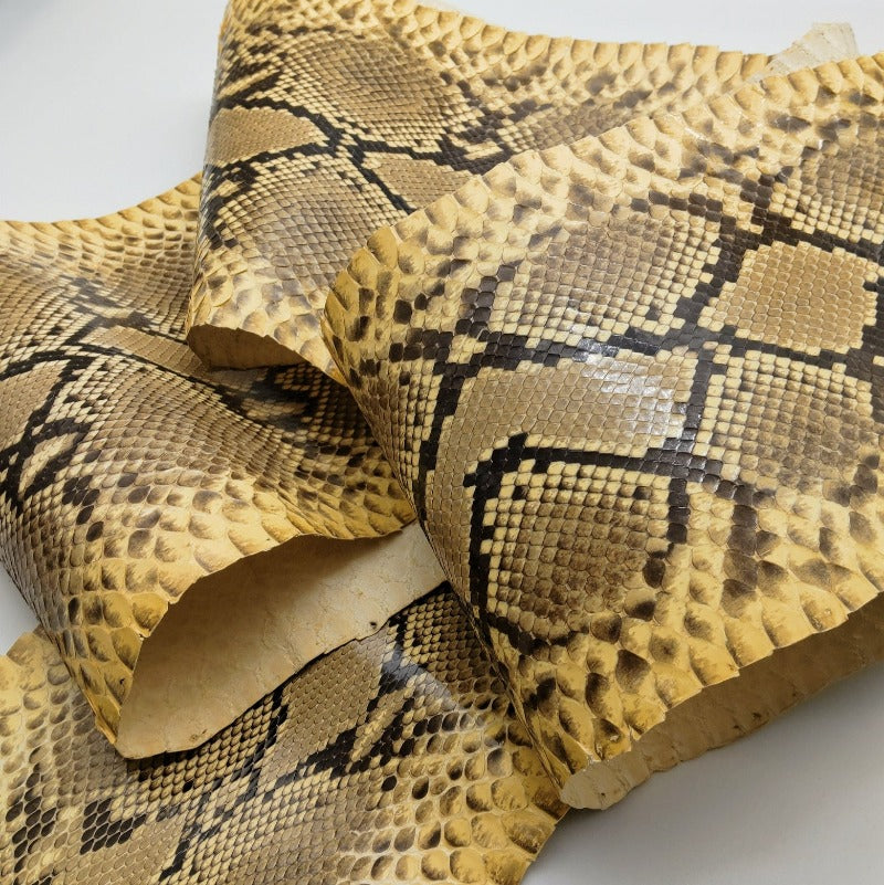 ヘビ丸革/Dパイソン腹割【一匹】アメ色×黒/ツヤ強/hp01 – レザー