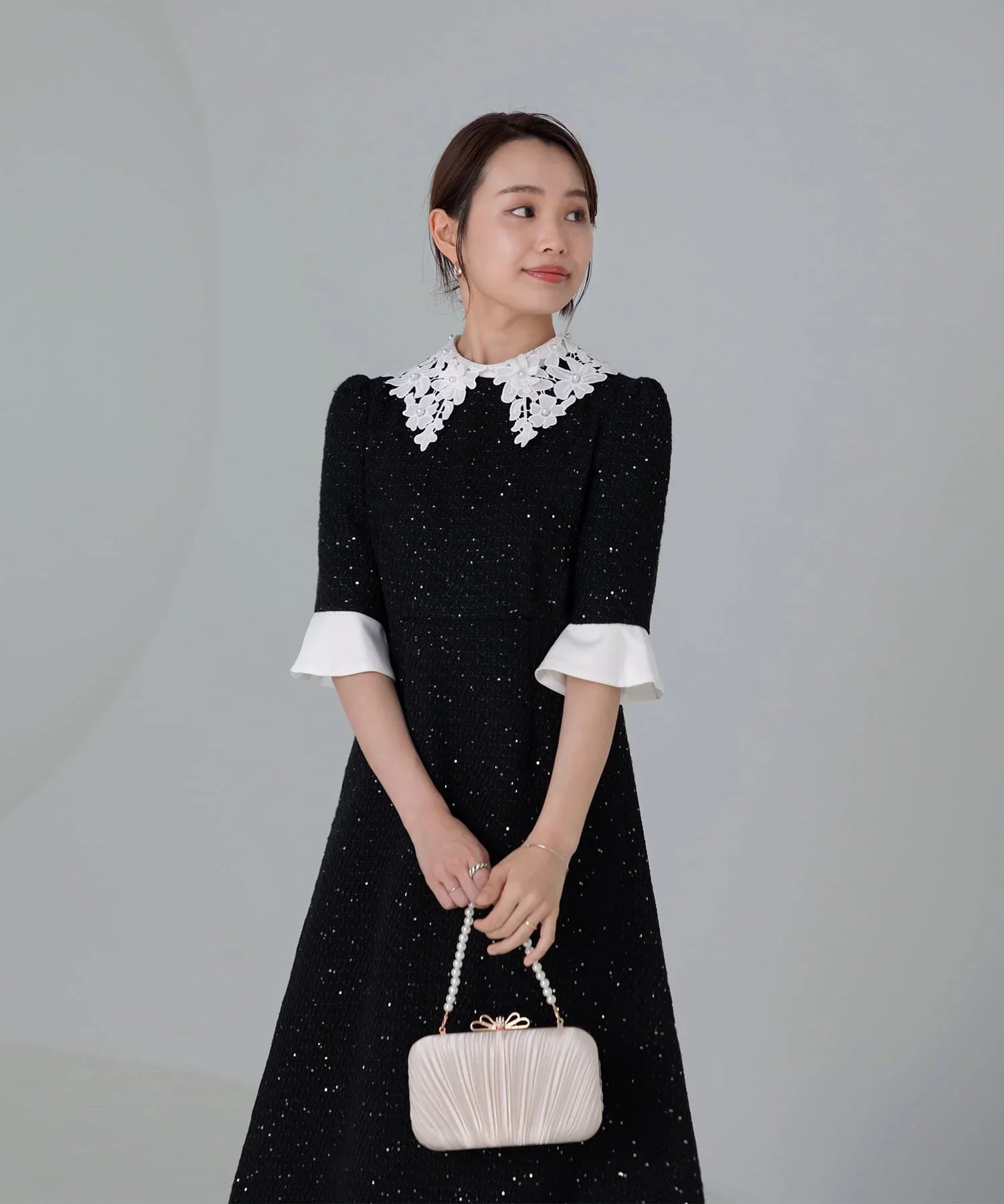 当日発送】花柄レースカラースパンコールAラインドレス/パーティー