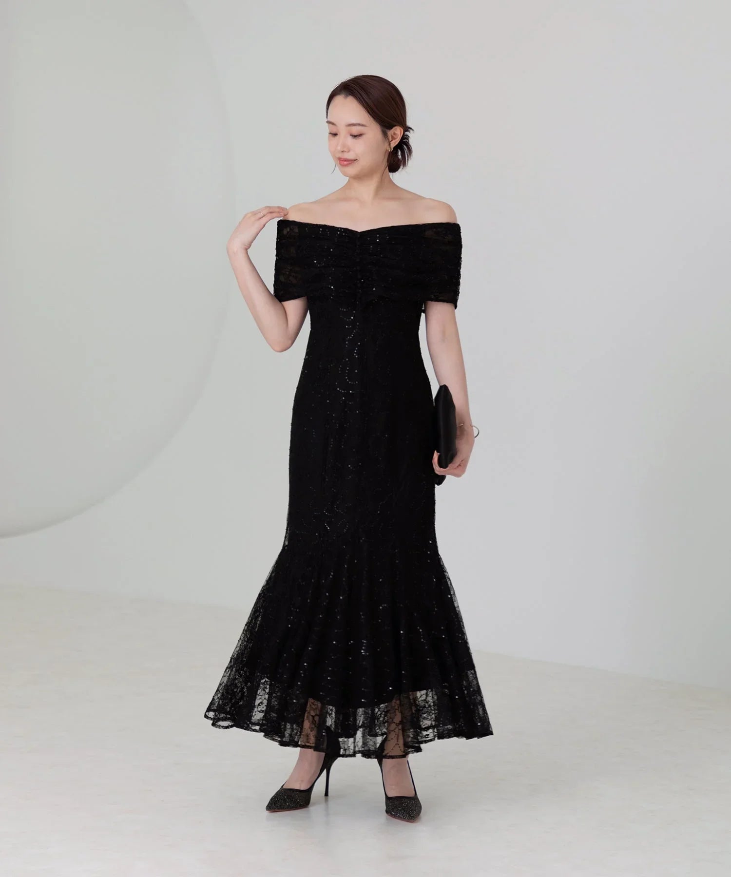 一部当日発送】2WAYレース花柄オフショルダーマーメイドワンピース結婚