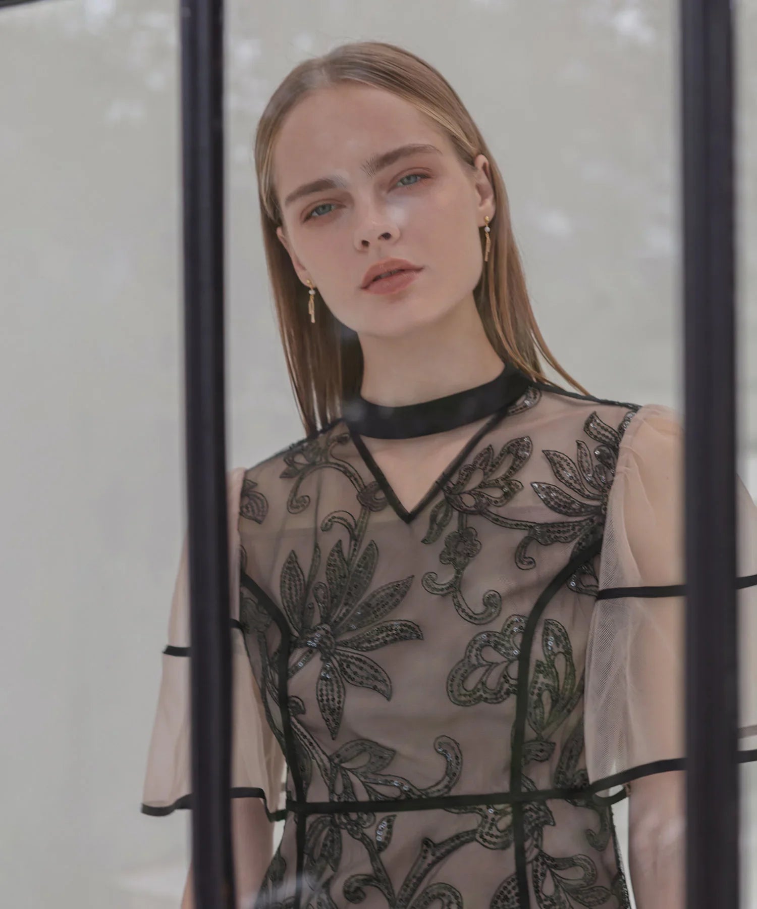 当日発送】スパンコールフラワーIラインワンピース結婚式ドレス