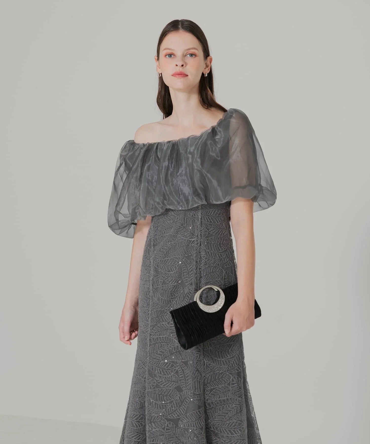 当日発送】2WAYオフショルダーパフスリーブマーメイドドレス