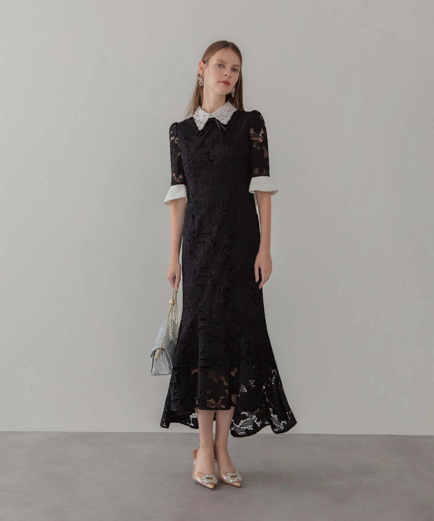 一部当日発送】パールカラーボウタイフラワーレースフィッシュテール