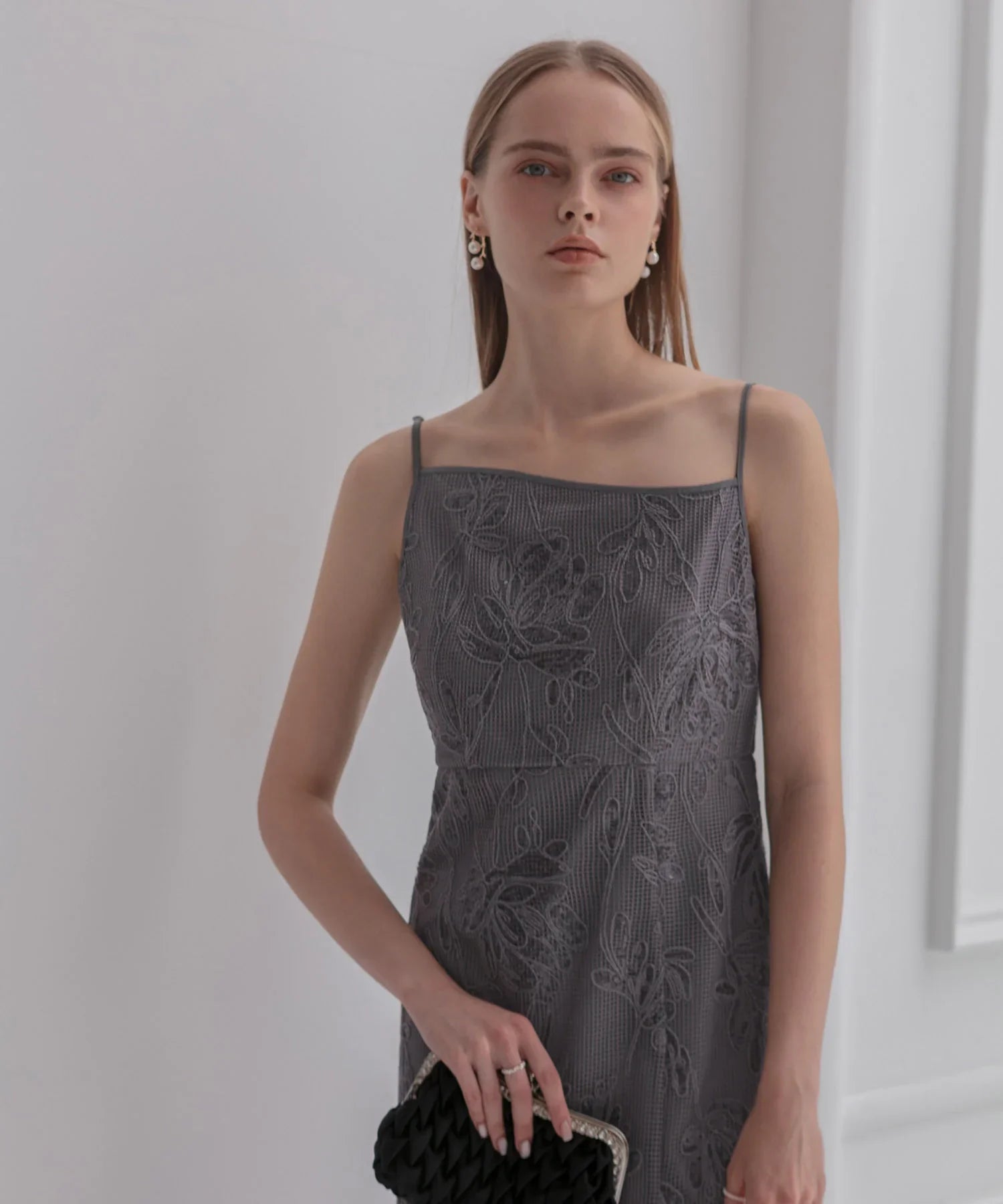 当日発送】2WAYアシンメトリーフリルチュールフラワーIライン