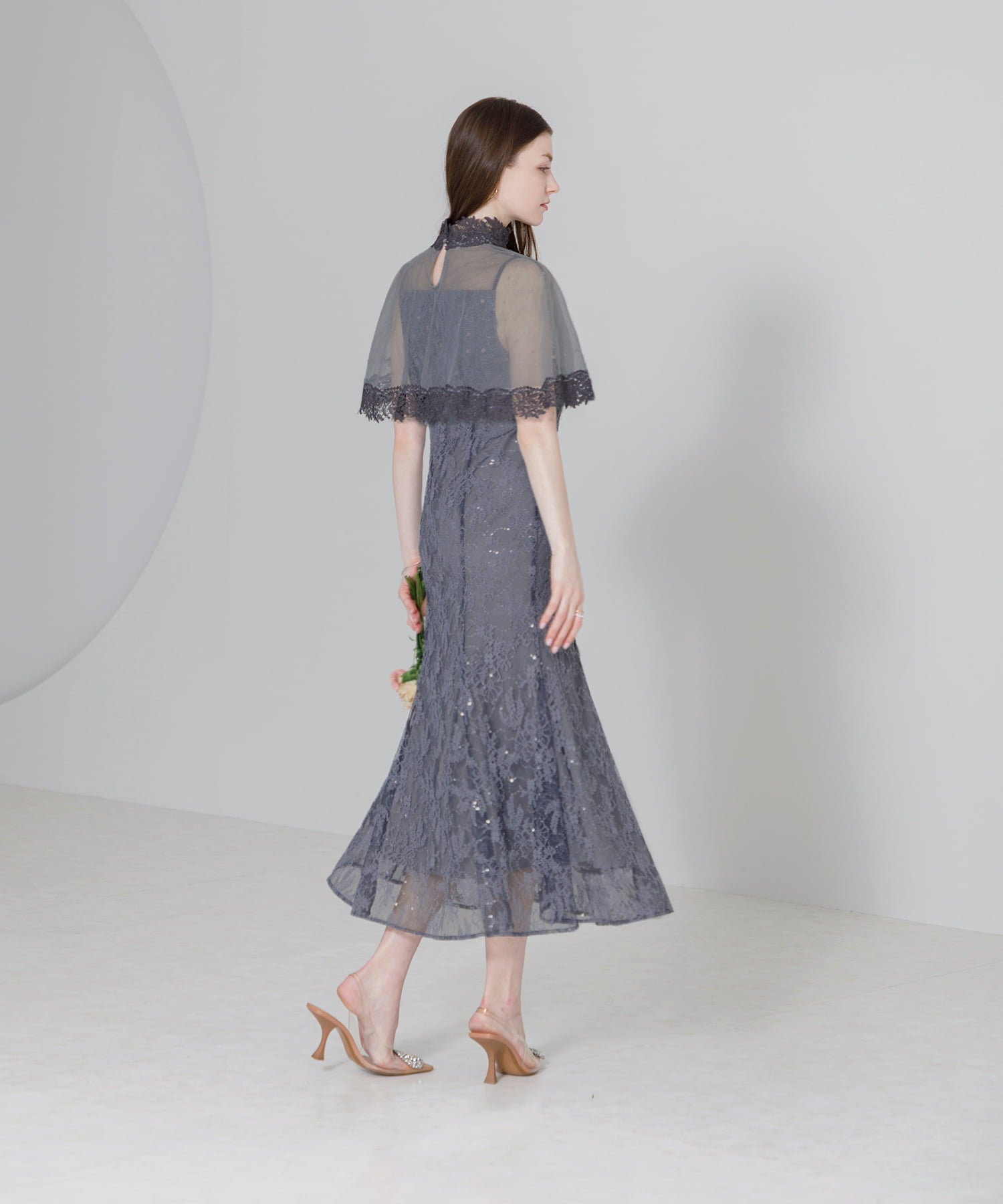 Leja/スパンコール刺繍マーメイドボレロ付きワンピースブラックS