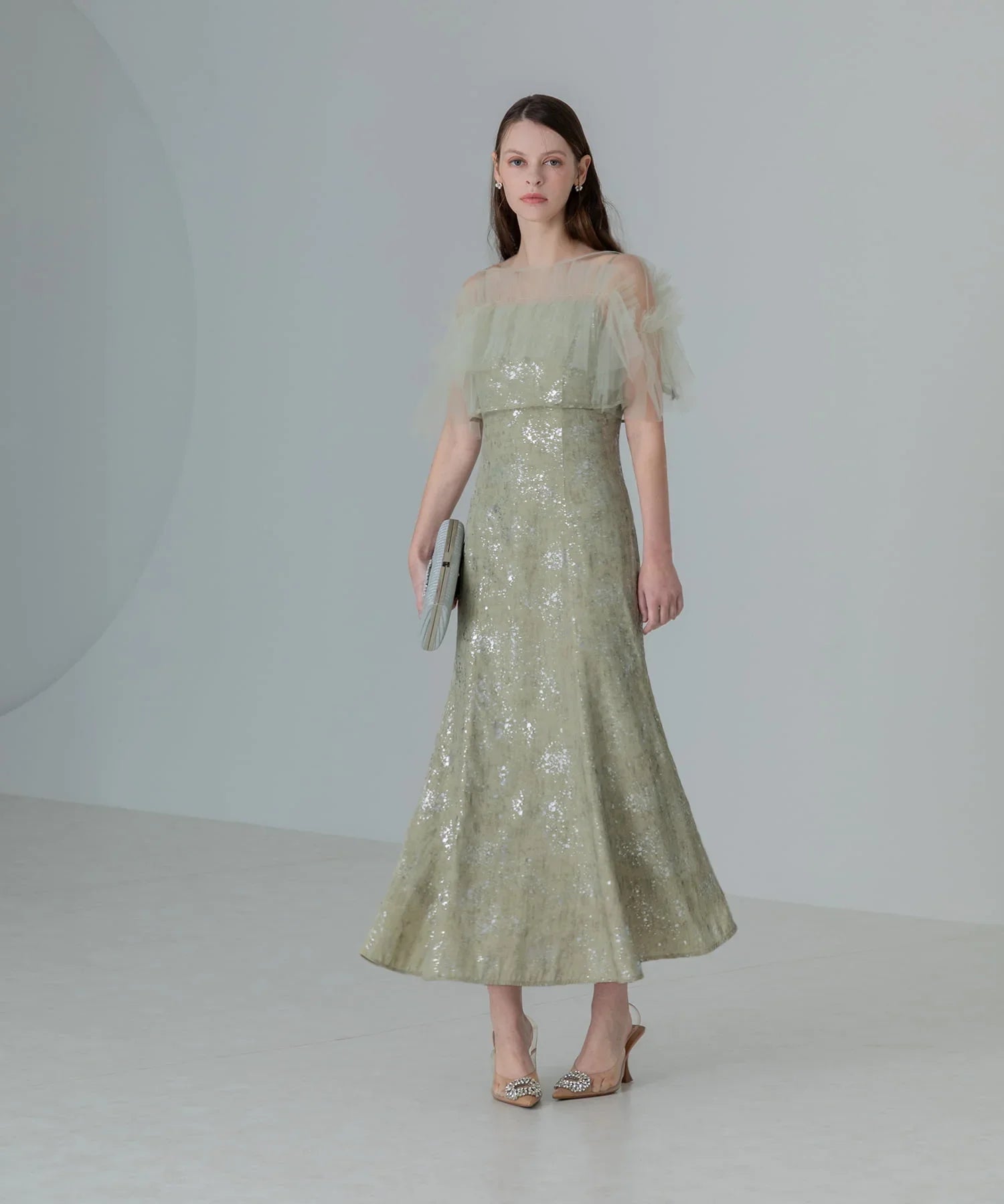 当日発送】チュールフリルボレロペイントマーメイドワンピース結婚式