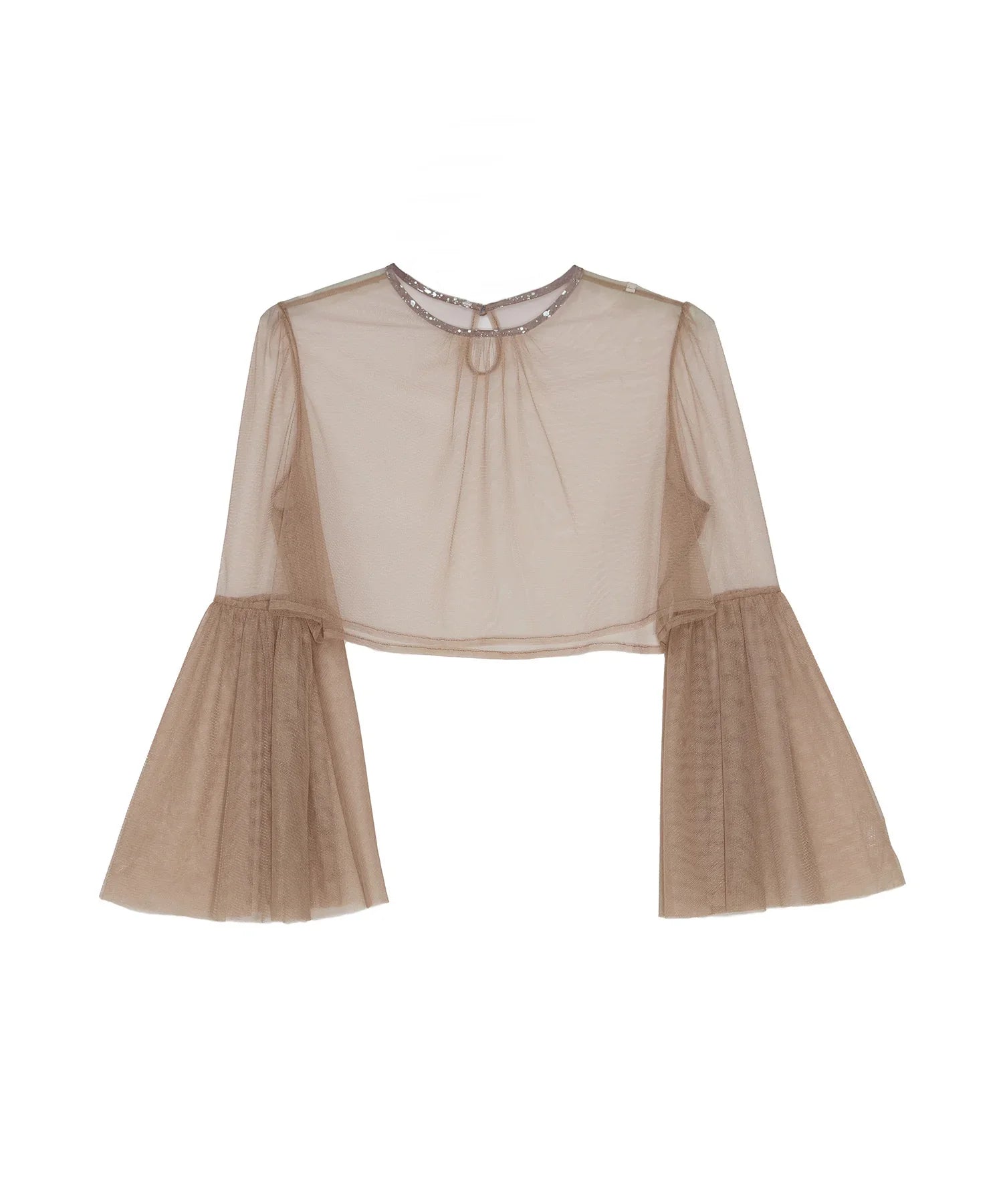 当日発送】シアーチュールベルスリーブペイントIラインワンピースドレス