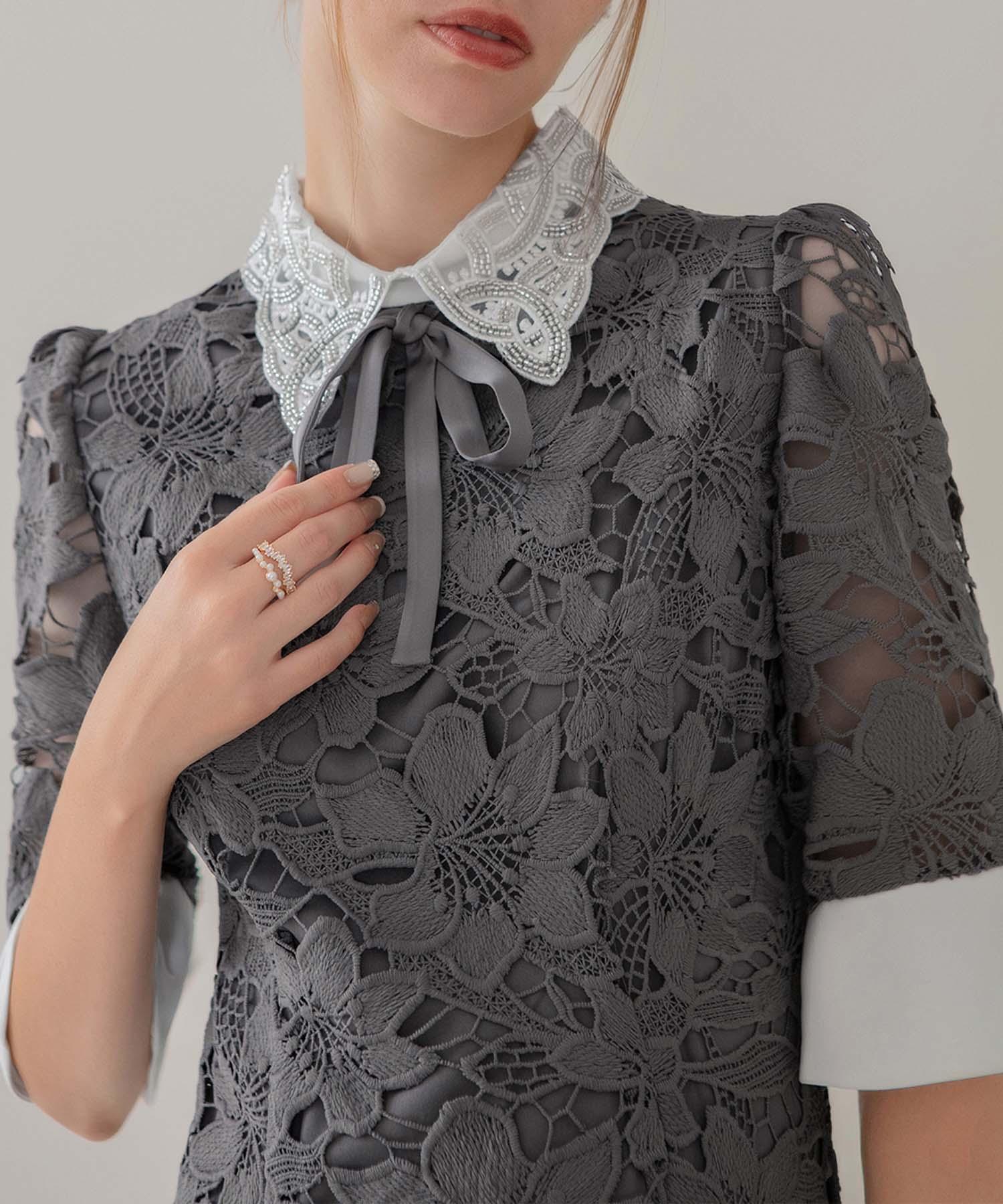 一部当日発送】パールカラーボウタイフラワーレースフィッシュテール