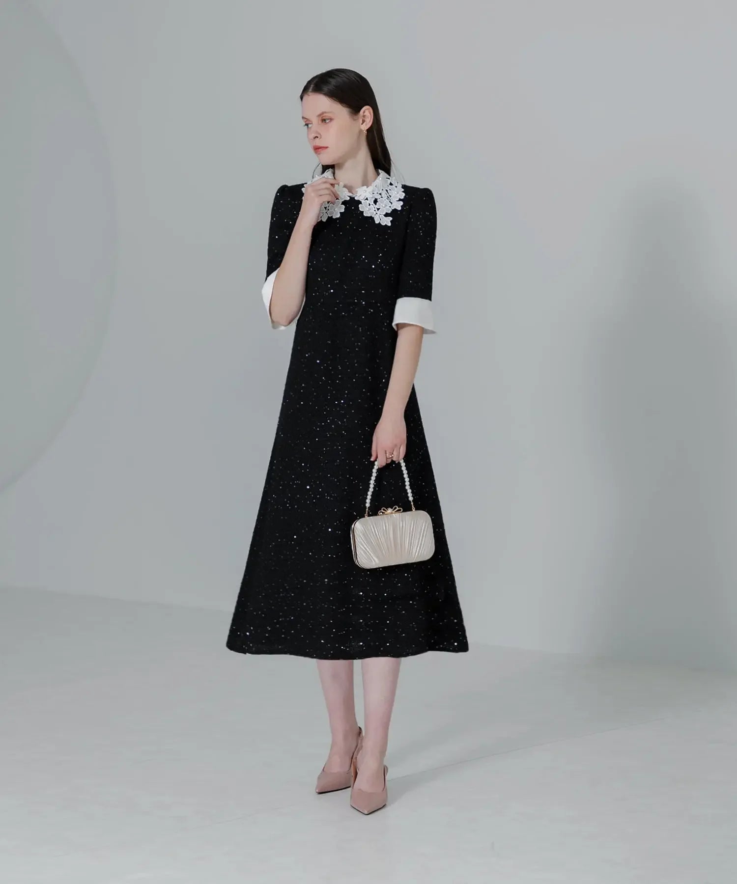 当日発送】花柄レースカラースパンコールAラインドレス/パーティー