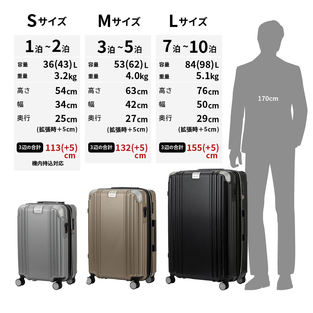 3～5泊向きスーツケース レジェンドウォーカー 5511-57 GRACIA M
