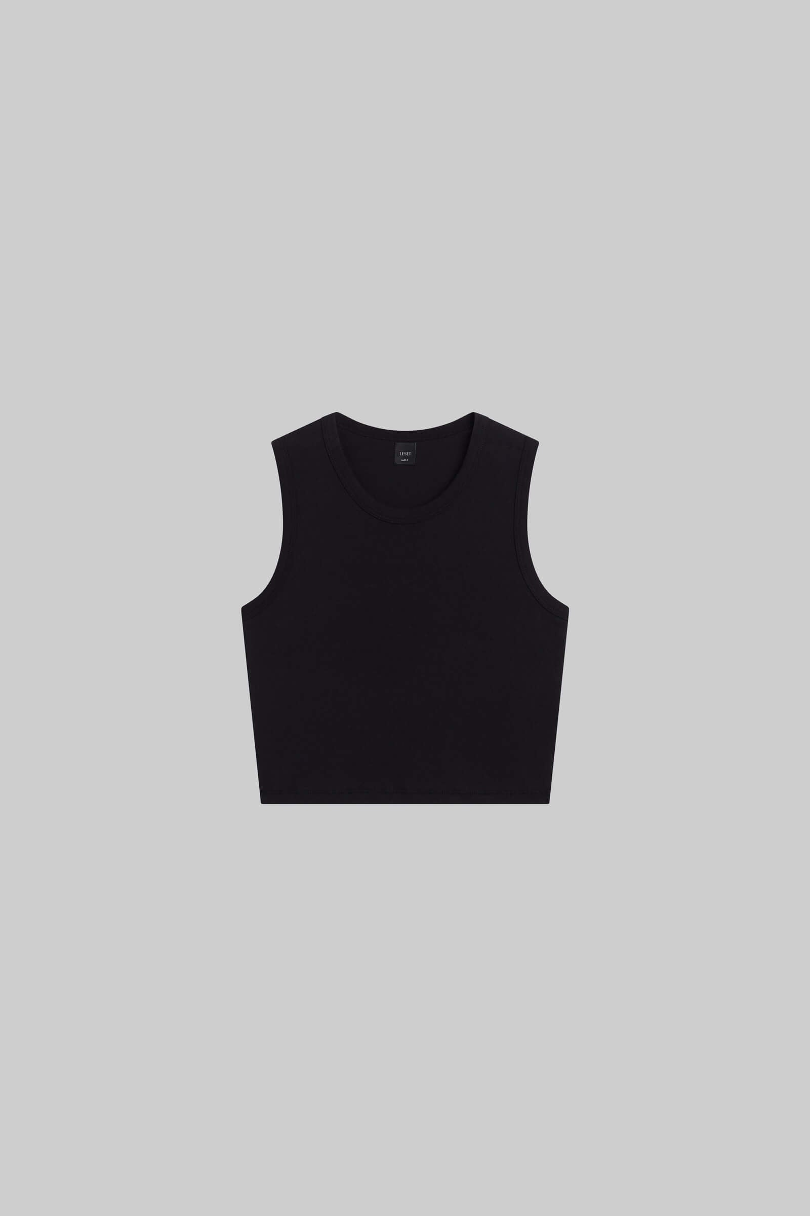 LESET Nando High Neck Tank in Black in Cotton