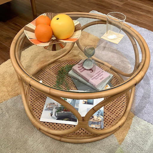 unico ウニコ WEAVA センターテーブル ナチュラル ラタン ガラス unico