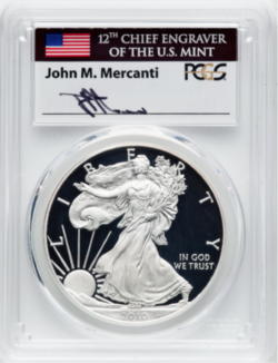 ジョン・マーカンティ サイン入り】 アメリカ 1ドル シルバーイーグル