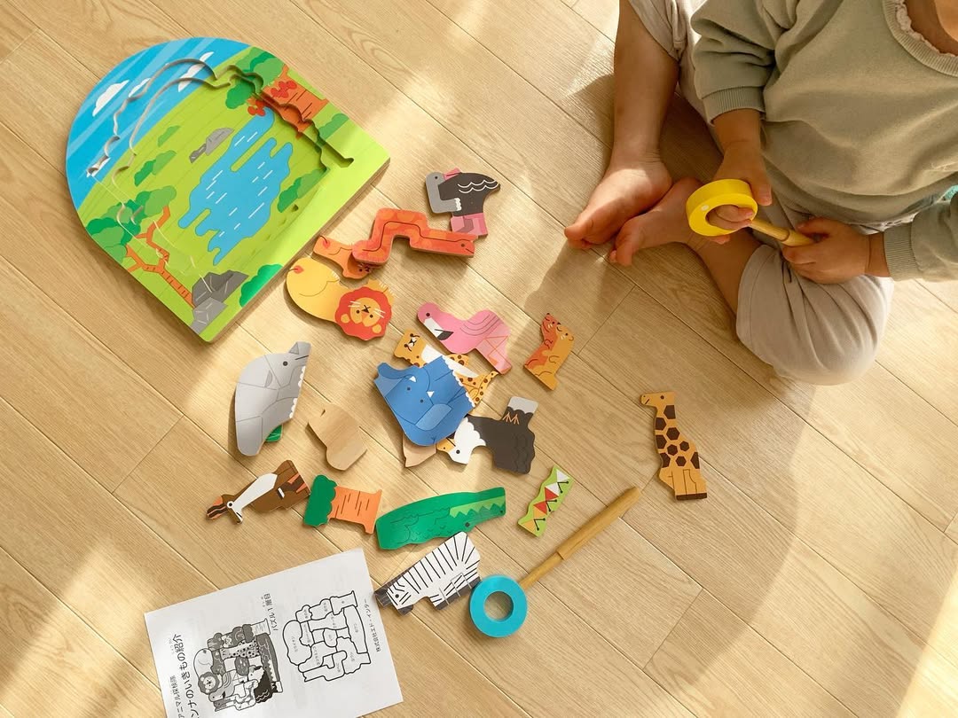 2層パズル アニマル探検隊 知育玩具 木のおもちゃ GENI