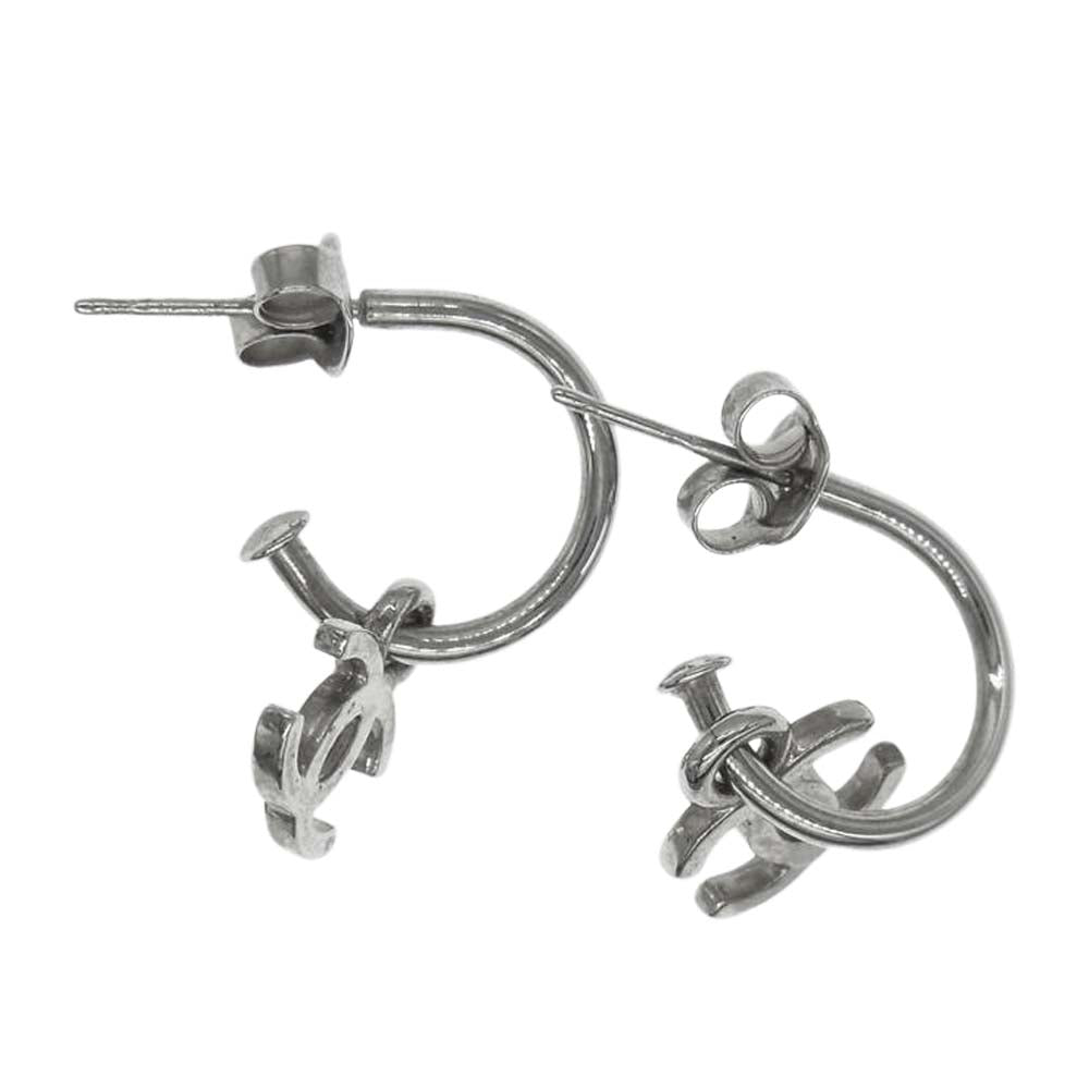 CHANEL シャネル ココマーク フープ ピアス シルバー系【中古