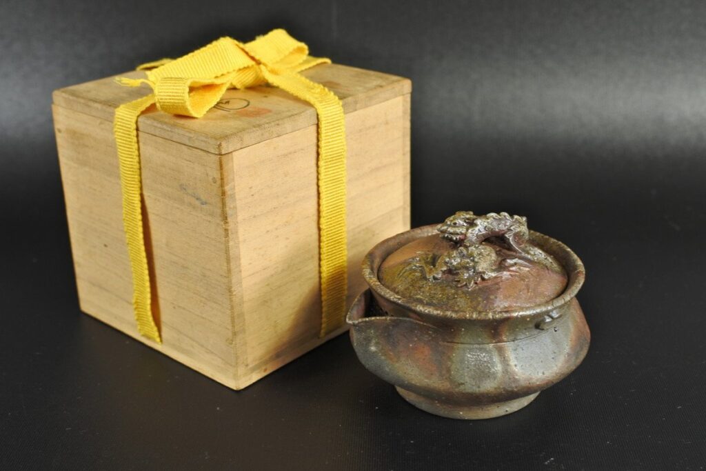 備前焼 森脇弘行 四角手造 鯉龍宝瓶 2白龍張 煎茶道具 備前 急須 陶器