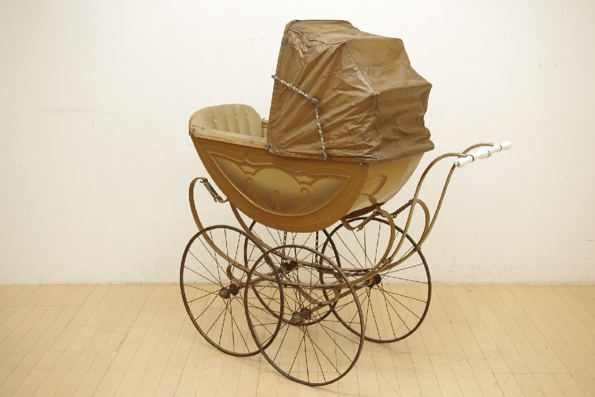 ミニチュア ベビーカー アンティーク レトロ 銅 乳母車 アンティーク