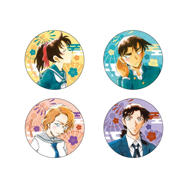 名探偵コナン 迷宮の十字路 服部平次 遠山和葉 缶バッジセット 中古