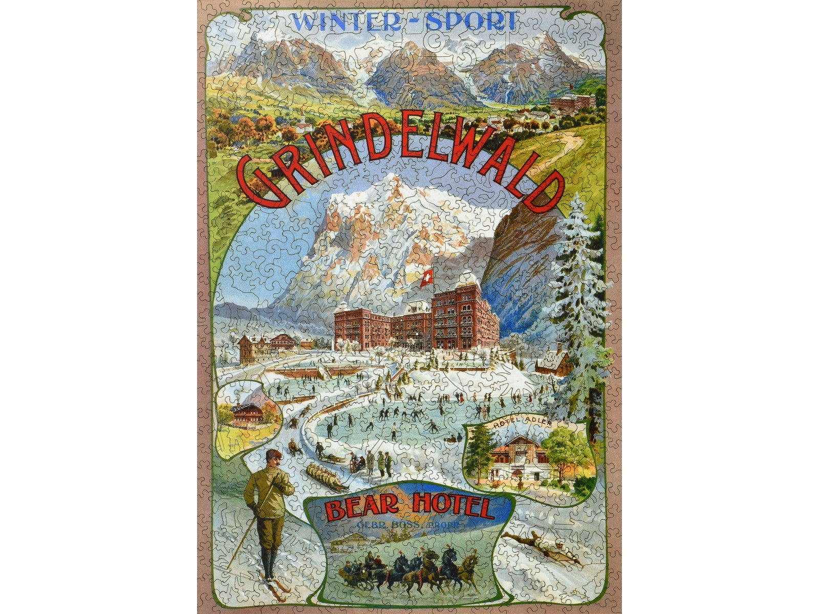 Grindelwald Winter Sport Wooden Jigsaw Puzzle | Liberty Puzzles