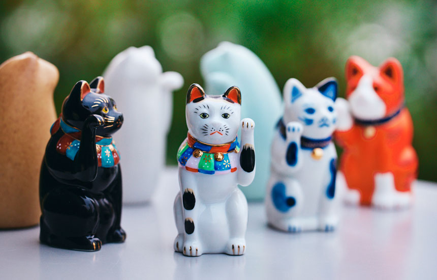 中外陶園 瀬戸まねき猫 ミケ 三毛猫 招き猫 陶器 置物 中外陶園 瀬戸