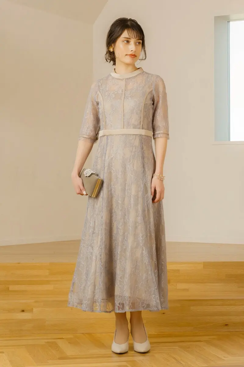 ブルーのラッセルレースパイピングドレス | Dorry doll | M | 結婚式