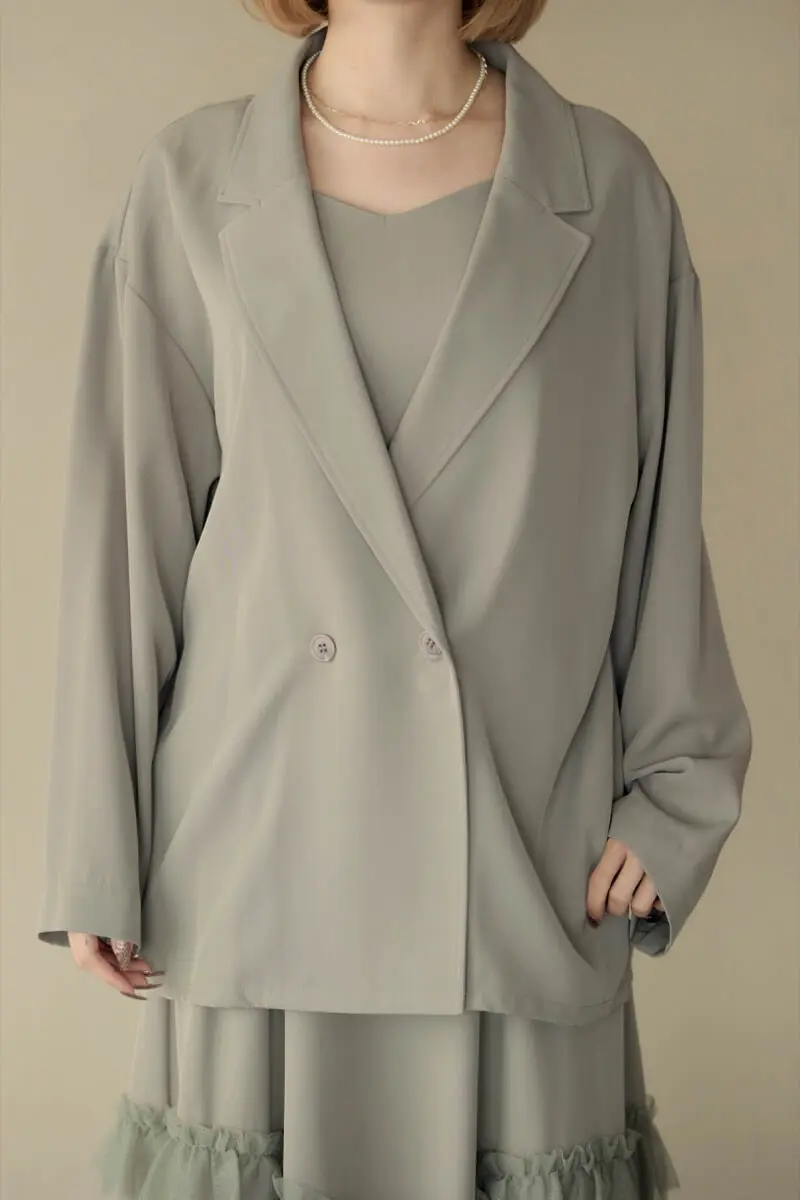 グレージュのトランスペアレントヘムセットアップドレス | et.UNiVER