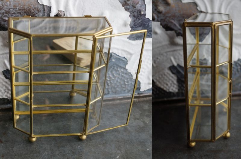 ENGLAND antique イギリスアンティーク ガラスジュエリーケース