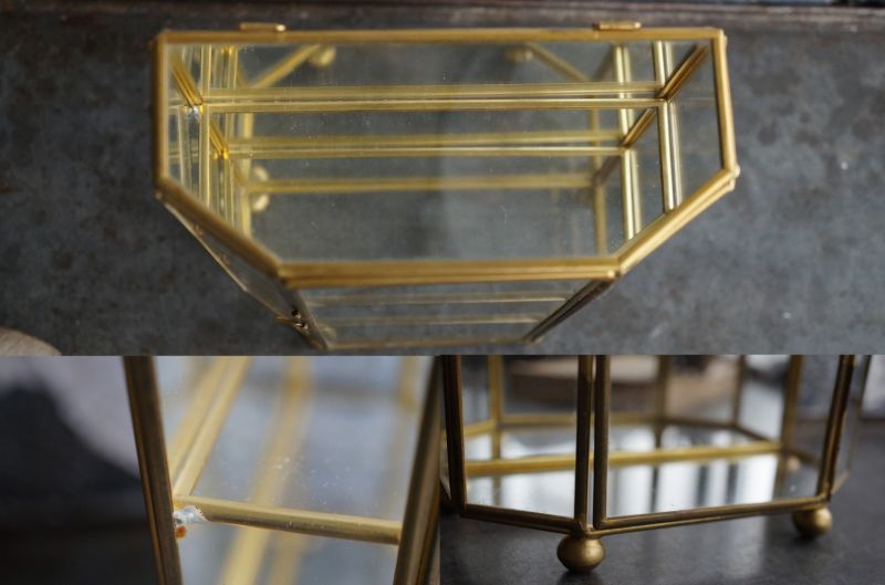 ENGLAND antique イギリスアンティーク ガラスジュエリーケース