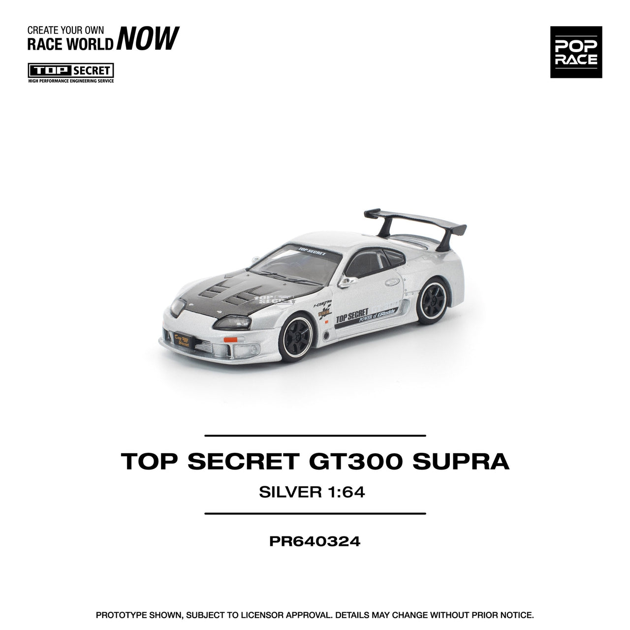 Pop Race 1:64 Top Secret Toyota Supra GT300 Silver – Little Luca's
