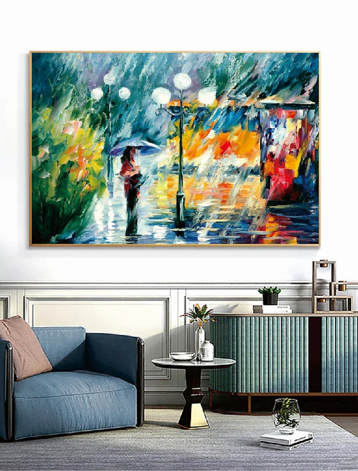 油絵 絵 絵画インテリア 額付(青緑＋金色の枠) uF6-061003 静物果物